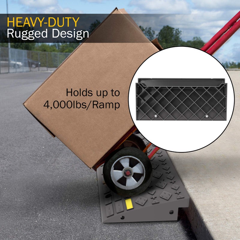 Stalwart Set of 2 Curb Ramps with 4 Ton Capacity - for Cars, Trucks, RVs, ATVs, Motorcycles, Hand Trucks, Mowers, and Carts by Stalwart (Gray) - Image 3